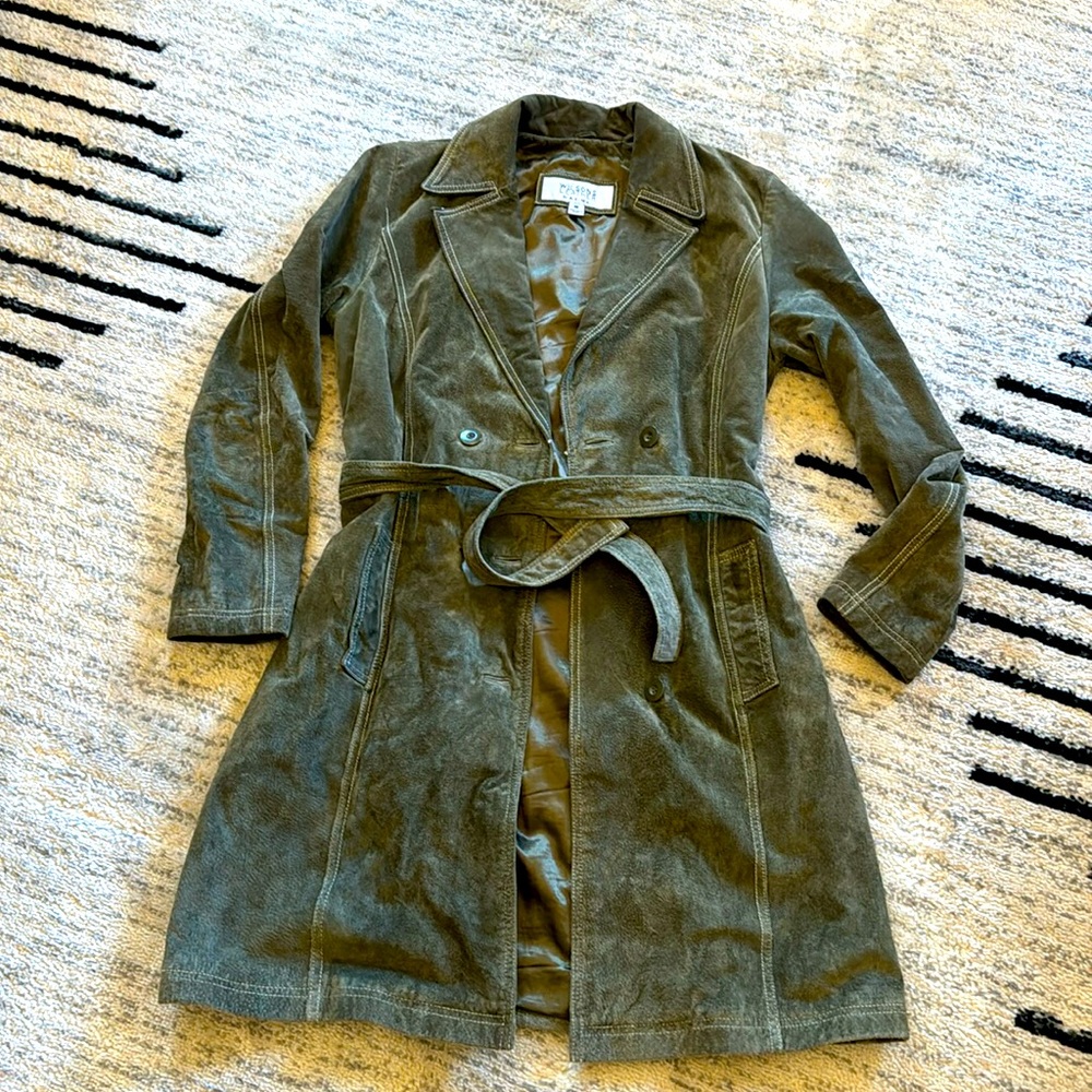 Wilsons Suede Leather Jacket in Olive Green